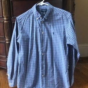 Blue button up Polo